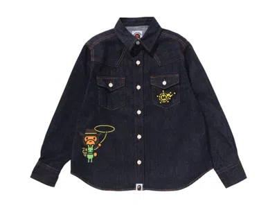 Pre-owned Bape Kids Baby Milo Western Shirt In Indigo