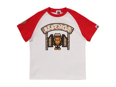 Pre-owned Bape Kids Baby Milo Western Tee Shirt In Red