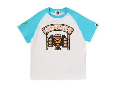 Pre-owned Bape Kids Baby Milo Western Tee Shirt In Sax
