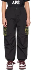 Bape Kids Black 1st Camo Pocket Trousers In Blk-black