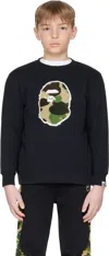 Bape Kids Black Abc Camo Boa Patch Crewneck Sweatshirt In Blk-black