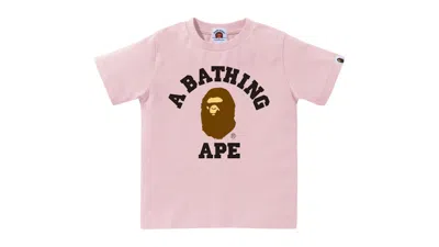 Pre-owned Bape Kids College Tee Shirt In Pink