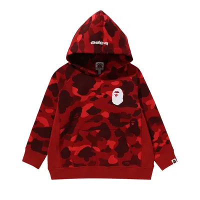 Pre-owned Bape Kids Color Camo Ape Head Pullover Hoodie 'red' | Kid's Size 120
