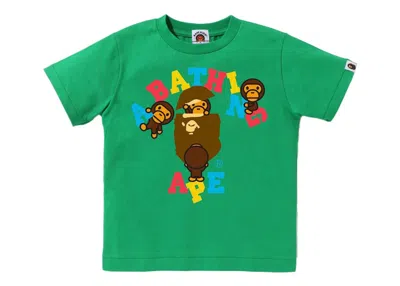 Pre-owned Bape Kids Colors College Milo Tee Shirt In Green