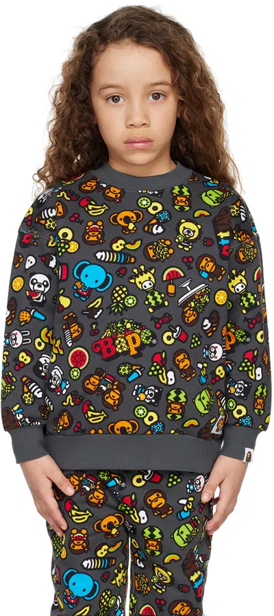 Bape Kids Gray Baby Milo Mixed Fruit Sweatshirt In Charcoal
