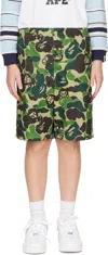 Bape Kids Green Abc Camo Milo Beach Shorts In Grn-green