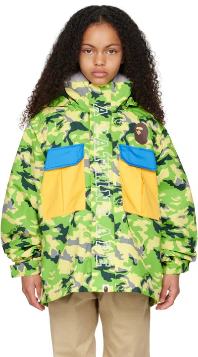 Bape Kids Green Woodland Camo 4way Jacket