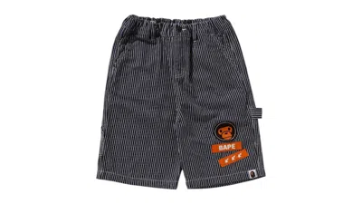 Pre-owned Bape Kids Hickory Milo Patch Painter Shorts In Navy Blue