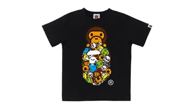 Pre-owned Bape Kids Milo All Friends Milo On Ape Head Tee Shirt In Black