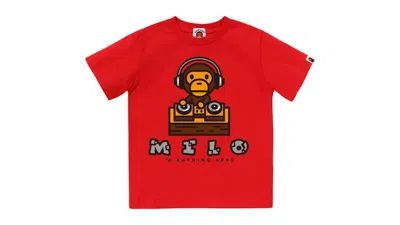 Pre-owned Bape Kids Milo Dj Tee Shirt In Red