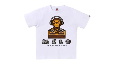 Pre-owned Bape Kids Milo Dj Tee Shirt In White