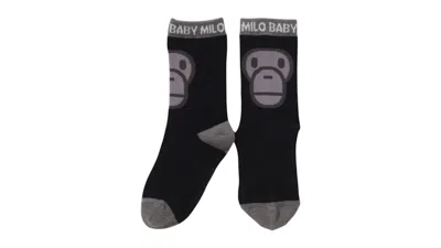 Pre-owned Bape Kids Milo Face Socks In Black