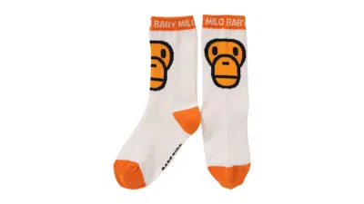 Pre-owned Bape Kids Milo Face Socks In White