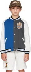 Bape Kids Multicolor Ape Head Bomber Jacket In Charcoal