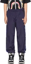 Bape Kids Navy Color Camo Block Track Pants In Navy