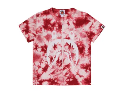 Pre-owned Bape Kids Shark Tie Dye Tee Shirt In Red