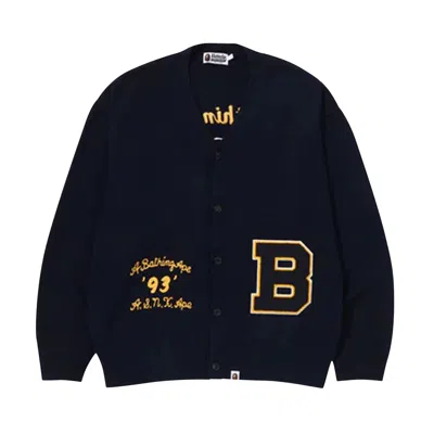 Pre-owned Bape Knit Cardigan 'navy' In Blue