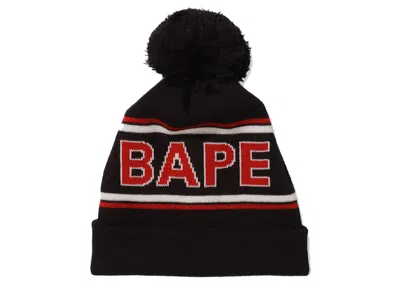 Pre-owned Bape Knit Pom Cap (fw21) In Black