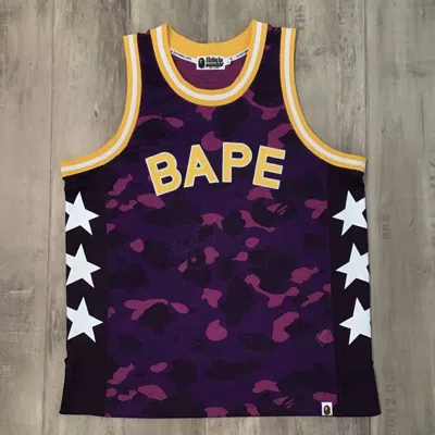Pre-owned Bape Lakers Color Purple Camo Basketball Tank Top  Sta