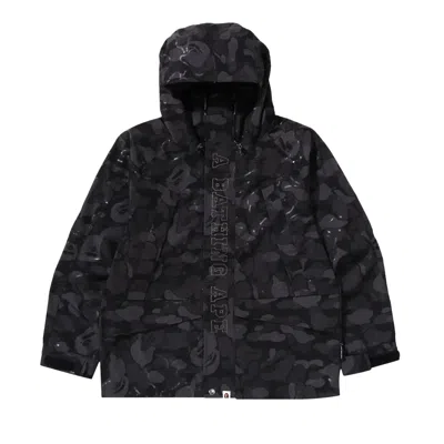 Pre-owned Bape Laminated Camo Snowboard Jacket 'black'