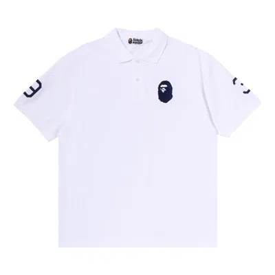 Pre-owned Bape Large Ape Head Relaxed Fit Polo 'white' | Men's Size Xl