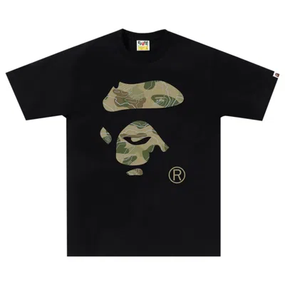 Pre-owned Bape Layered Line Camo Ape Face Tee 'black/beige' | Men's Size S