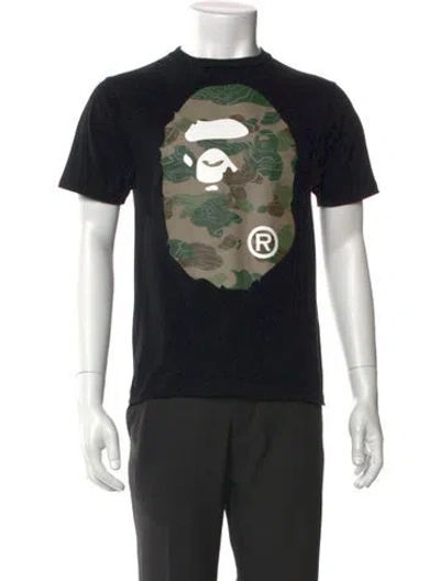 Pre-owned Bape Layered Line Camo Big Ape Head Tee Graphic Print T-shirt In Black