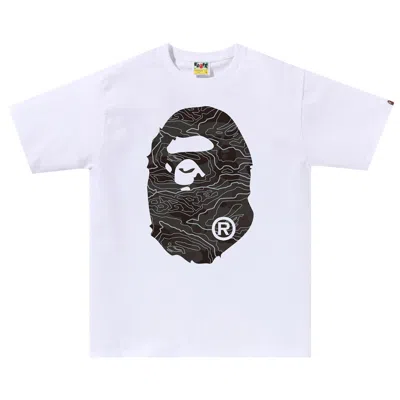 Pre-owned Bape Layered Line Camo Big Ape Head Tee 'white/black'