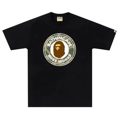 Pre-owned Bape Layered Line Camo Busy Works Tee 'black/beige' | Men's Size S