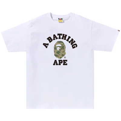 Pre-owned Bape Layered Line Camo College Tee 'white/beige'