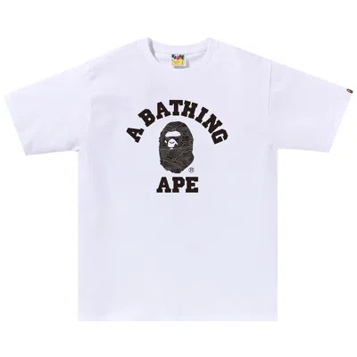 Pre-owned Bape Layered Line Camo College Tee 'white/black'