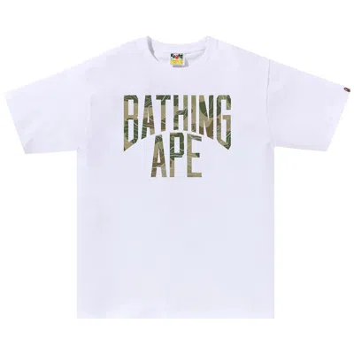 Pre-owned Bape Layered Line Camo Nyc Logo Tee 'white/beige' | Men's Size Xxl