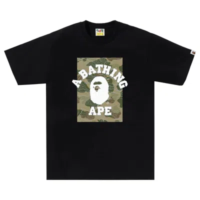 Pre-owned Bape Layered Line Camo On College Tee 'black/beige'