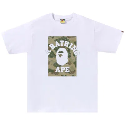 Pre-owned Bape Layered Line Camo On College Tee 'white/beige'