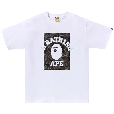 Pre-owned Bape Layered Line Camo On College Tee 'white/black'
