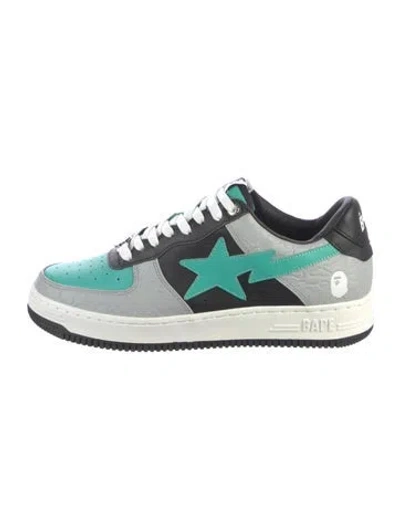 Pre-owned Bape Leather Printed Chunky Sneakers In Green