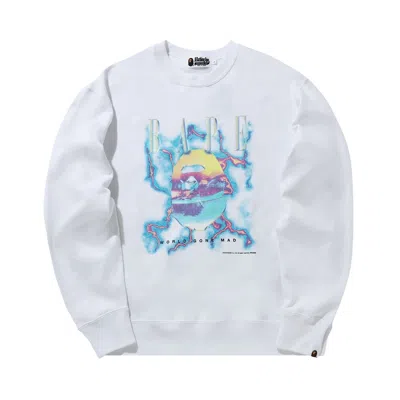 Pre-owned Bape Lighting Relaxed Crewneck 'white' | Men's Size Xl