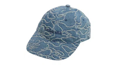 Pre-owned Bape Line Camo Jacquard Logo Denim Cap In Light Indigo