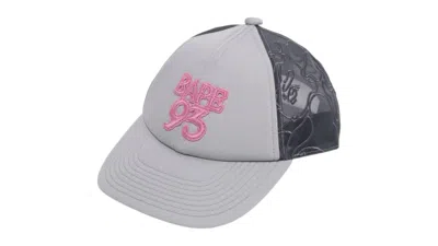 Pre-owned Bape Line Camo Jacquard Mesh Blocking Logo Cap Cap In Grey