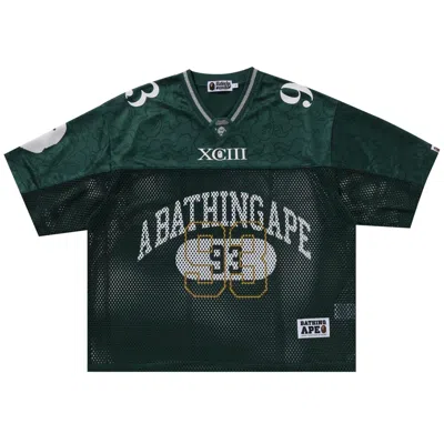 Pre-owned Bape Line Camo Multi Logo Relaxed Fit Football Jersey 'green' | Men's Size L