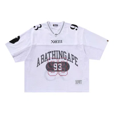 Pre-owned Bape Line Camo Multi Logo Relaxed Fit Football Jersey 'white' | Men's Size S