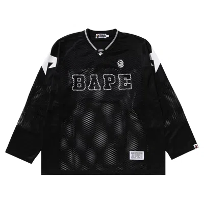 Pre-owned Bape Line Camo Multilogo Relaxed Fit Football Jersey 'black' | Men's Size M