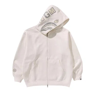 Pre-owned Bape Line Camo Quilted Shark Relaxed Fit Full Zip Hoodie 'ivory' In White