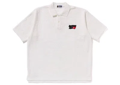 Pre-owned Bape Line Camo Terry Towel Ape Head One Point Polo Shirt In White