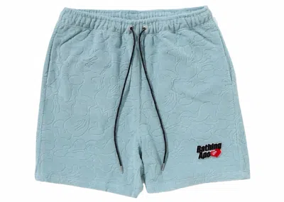 Pre-owned Bape Line Camo Terry Towel Shorts In Sax
