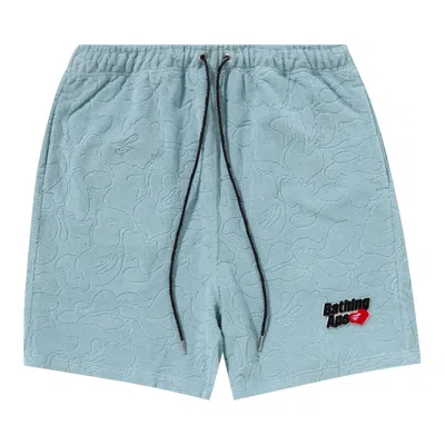 Pre-owned Bape Line Camo Terry Towel Shorts 'sax' | Blue | Men's Size S