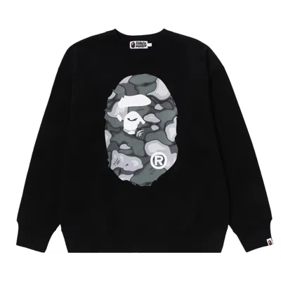 Pre-owned Bape Liquid Camo Ape Head Relaxed Fit Crewneck Sweat 'black'