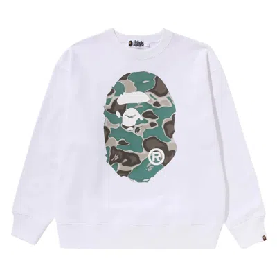 Pre-owned Bape Liquid Camo Ape Head Relaxed Fit Crewneck Sweat 'white'