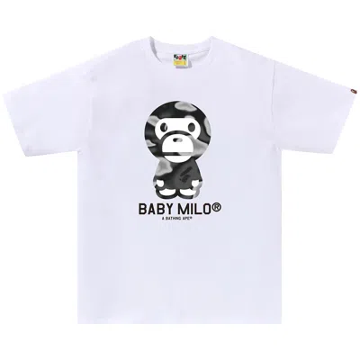 Pre-owned Bape Liquid Camo Baby Milo Tee 'white/black'