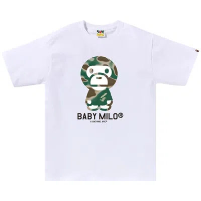Pre-owned Bape Liquid Camo Baby Milo Tee 'white/olive Drab'